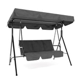 Garvee 3-Person Patio Swing Chair with Convertible Canopy - Hanging Glider Lounge with Adjustable Tilt Shade for Porch and Outdoor Use - Grey