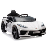 Garvee Ride - P Series: 12V Kids Ride on Car Licensed Corvette Battery Powered Car Toddles Electric Sports Car Toy with Remote Control, Visual Dashboard, LED Lights, Music, Gifts for Boys Girls, White - White