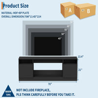 Garvee Modern Entertainment Center with Storage Cabinet Up to 75"TV, Modern TV Stand for Living Room, Black (Not Include Fireplace)