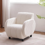 Garvee Single Sofa Upholstered Chair Modern Accent Wide Armchair Solid Wood Frame 330 LBS White