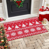 Garvee 2x3 Christmas Entryway Doormat Non-Slip Indoor Throw Rug Xmas Decorative Floor Carpet Washable Front Door Welcome Area Rug Farmhouse Rug for Bedroom Living Room Kitchen Nursery, Red 2' x 3' - Buffalo Elk