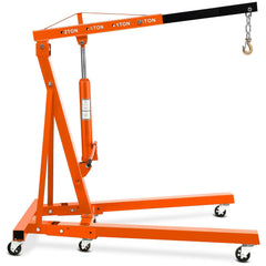 Garvee 2-Ton Folding Engine Hoist Hydraulic Shop Crane Lift With 6 Casters Telescopic Boom For Garage Workshop Factory 4400 LB Orange - Orange