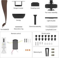 Garvee 52" Ceiling Fan with Light, Remote Control, 6-Speed, Quiet DC Motor, Dimmable 3CCT for Bedroom & Patio (Walnut)