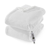 Garvee Electric Blanket Full Size, Waffle Heated Blankets with ETL Certified, Soft Flannel Heating Blanket, 4 Heating Levels, 10 Hours Auto Off, Machine Washable, white, 72"x84"