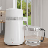 Garvee 4L Distilled Water Maker 750W Power Stainless Steel Interior Home Use White Glass Efficient Water Purifier - 4L White+glass