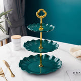 Garvee 3 Tier Dessert Stand, Plastic Serving Trays Tiered Afternoon Tea Stand Fruit Plate Cup Cake Holder Snack Candy Display Tower for Wedding Birthday Party Tea Party New Year - dark green