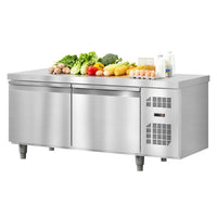 Garvee Stainless Steel Commercial Refrigerators 72 in W for Restuarant, 2 Door 18 Cu.Ft Worktop Undercounter Refrigerator Bar, Shop, Etc