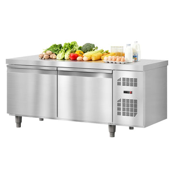 Garvee Stainless Steel Commercial Refrigerators 72 in W for Restuarant, 2 Door 18 Cu.Ft Worktop Undercounter Refrigerator Bar, Shop, Etc