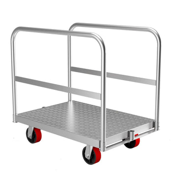 Garvee 2-in-1 Heavy Duty Panel Truck Cart, 36" x 24" All Steel Platform Truck with 3 Side Handrails, 2200 Lbs Cart with 4 Rubber Swivel Casters for Loading and Storage, 6 Holes