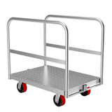 Garvee 2-in-1 Heavy Duty Panel Truck Cart, 36" x 24" All Steel Platform Truck with 3 Side Handrails, 2200 Lbs Cart with 4 Rubber Swivel Casters for Loading and Storage, 6 Holes - silver