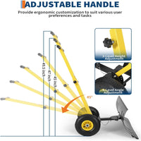 Garvee Wheeled Snow Shovel 29x14 Double-Rod Metal Snow Pusher 5-Angle Adjustable T-Handle Rubber Wheels for Driveways Sidewalks Doorways