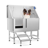 Garvee 50" Dog Grooming Tub 304 Stainless Steel Professional Dog Bathing Station with Steps Faucet & Accessories, Dog Bathtub for Large, Medium, Small Pets, Dog Washing Station for Home(Left Door)