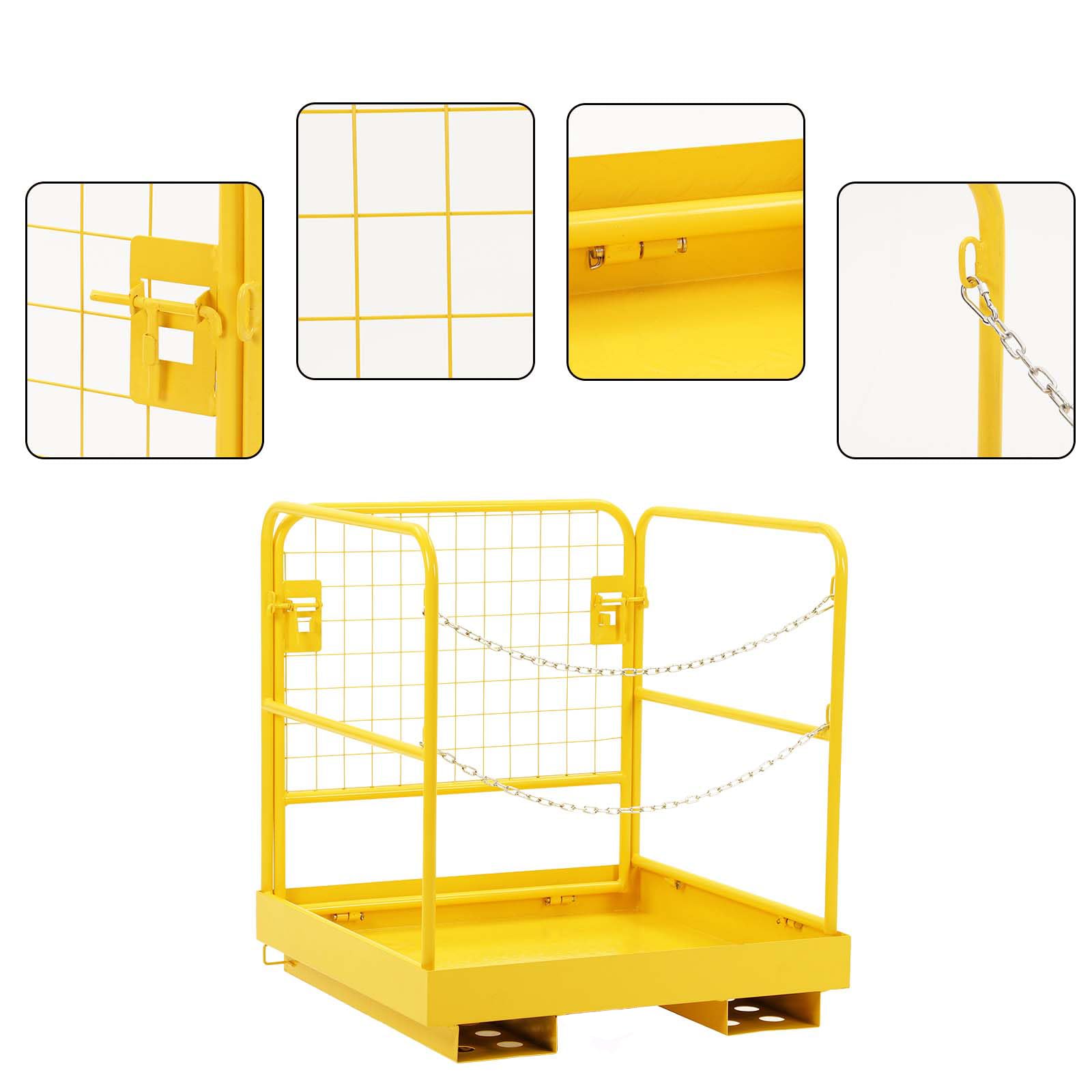 36" x 36" Forklift Safety Cage, 1200 LBS Capacity Forklift Work Platform, Aerial Platform Collapsible Lift Basket for Changing Lights, Painting, Roof Repair, Tree Service