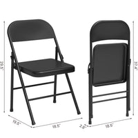 Folding Chairs Set of 4, Foldable Chairs with Metal Frame Hold Up to 350 Pounds, Portable Black Folding Chairs Suitable for Dining Room, Living Room, Office, Camping