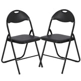 Garvee Folding Chairs 2 Pack, Outdoor & Indoor Event Portable Metal Folding Chairs with Cushion, Non-Slip Feet Pads Stackable Chairs, Black - Black