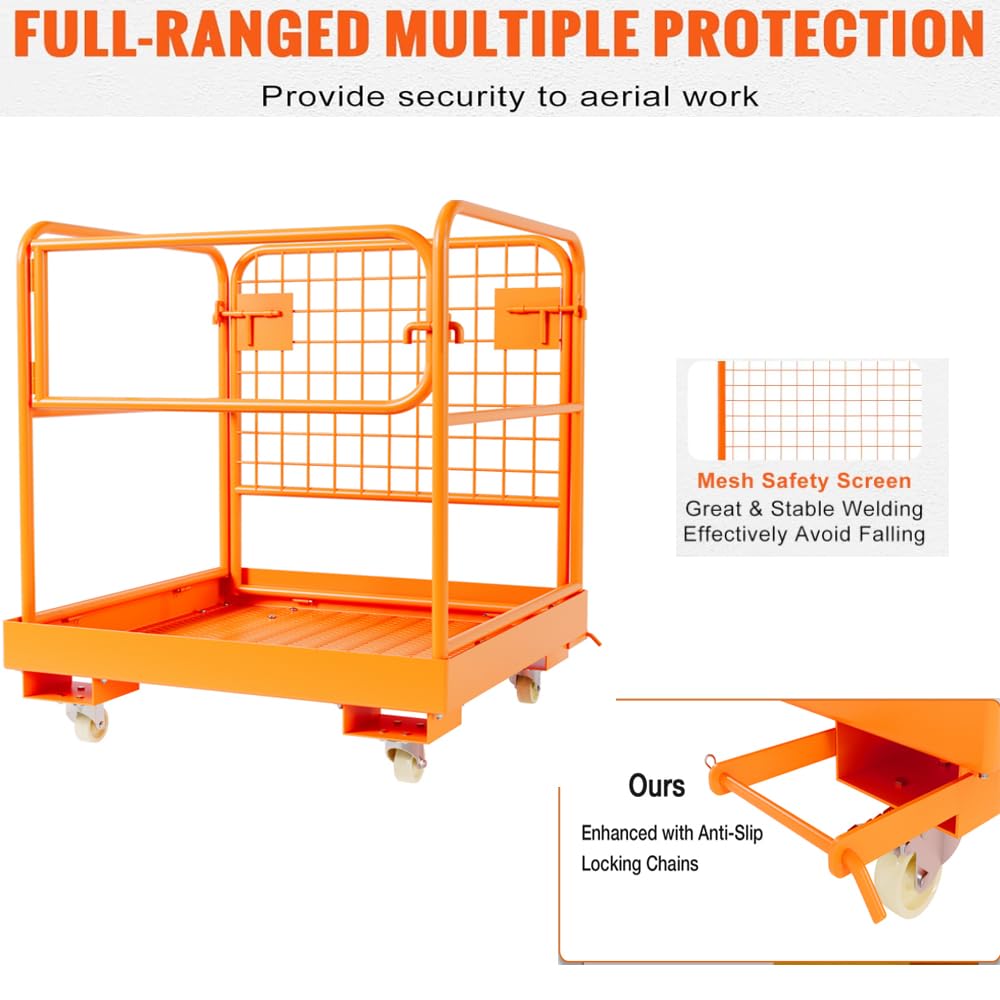 GARVEE forklift safety cage full-range protection with mesh safety screen and anti-slip locking chains