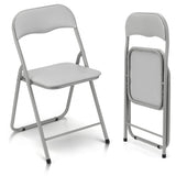 Garvee Folding Chairs 2 Pack with Cushion, Outdoor & Indoor Event Portable Metal Folding Chairs with Non-Slip Feet Pads Stackable Chairs, Grey - Grey B
