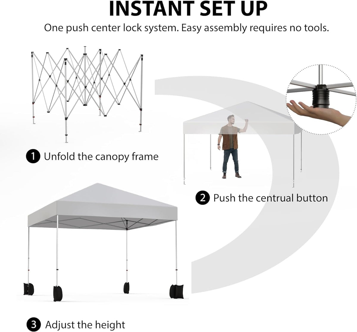 Garvee 10x10 Ft Pop Up Canopy Tent - Instant Setup, Heavy Duty, Waterproof & UPF 50+ - Perfect For Outdoor Events, Camping, Markets