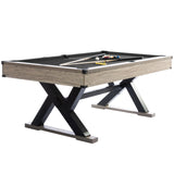 Garvee 7.4 ft Pool Table Heavy Duty 84" Billiard Tables with X-Shape Metal Legs Complete Set for Home Family Game Room Black Cloth