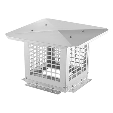 Garvee Chimney Cap, 9x9 Inches Square Chimney Cover, Stainless Steel Fireplace Chimney Caps with Adjustable Bottom, Mesh Covers for Outside Existing Clay Flue, Silver