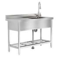 Garvee 47"W x 20"D x 37"H Stainless Steel Utility Sink - Free Standing Single Bowl with Cold & Hot Water Faucet for Kitchen, Laundry Room, Restaurant, Garage, Garden