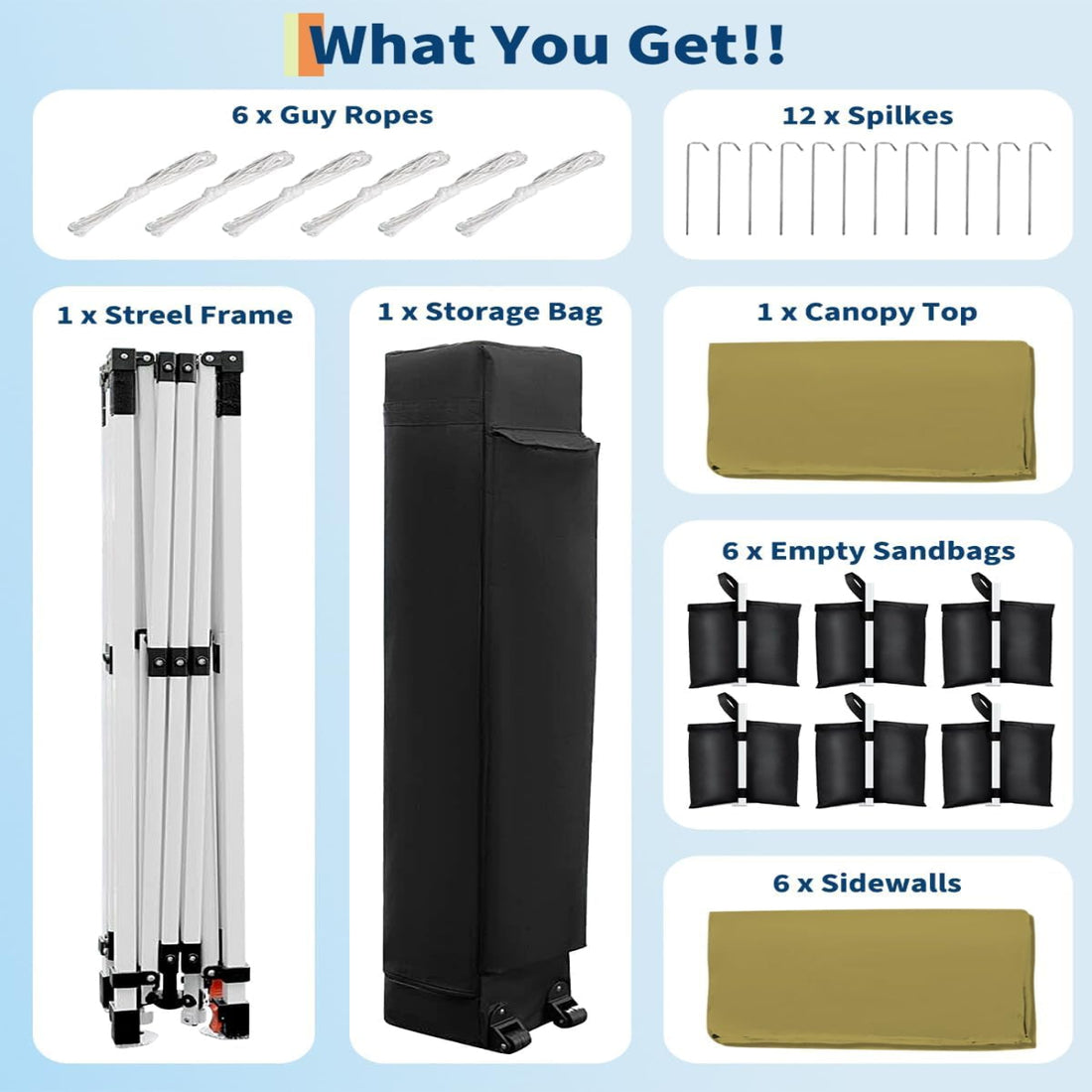 Garvee 10x20 Pop-Up Canopy Tent, 200 Sq Ft Shade, One-Push Setup, 210D Oxford Fabric, 6 Sidewalls, Steel Frame, Portable Roller Bag, Outdoor Events & Camping