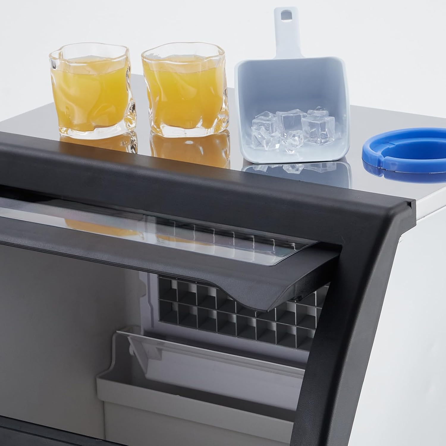 Garvee Ice Maker Machine 200lbs/24hr Stainless Steel 55lbs Storage Freestanding for Bar Restaurant Home Office