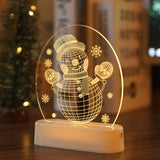 Garvee 3D Christmas Night Lights, LED Christmas Table Lamp Santaclaus Snowman Bells Ornament LED Lights Christmas Bedside Lamp for Bedroom Desk Fireplace Table Home Christmas Decorations - Snowman