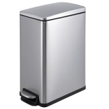 Garvee Slim Trash Can with Lid 12 Gal Stainless Steel Kitchen Garbage Can Inner Bucket Step On Pedal Narrow Metal Trash Bin Silver - Silver