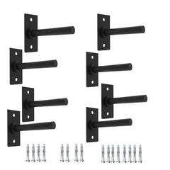 Garvee 8 PCS Wall Mounted Weight Plate Holder, Heavy-Duty Alloy Steel, Protective Rubber Pad, 1" Plates, Black - 8 Pcs