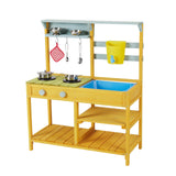 Garvee Wooden Play Kitchen, Kids Mud Kitchen Outdoor Toddler Play Kitchen with Stove Top,Rotatable Knob, Water Box & Faucet Removable Sink, Pretend Kitchen Toys for Boys and Girls - Color2