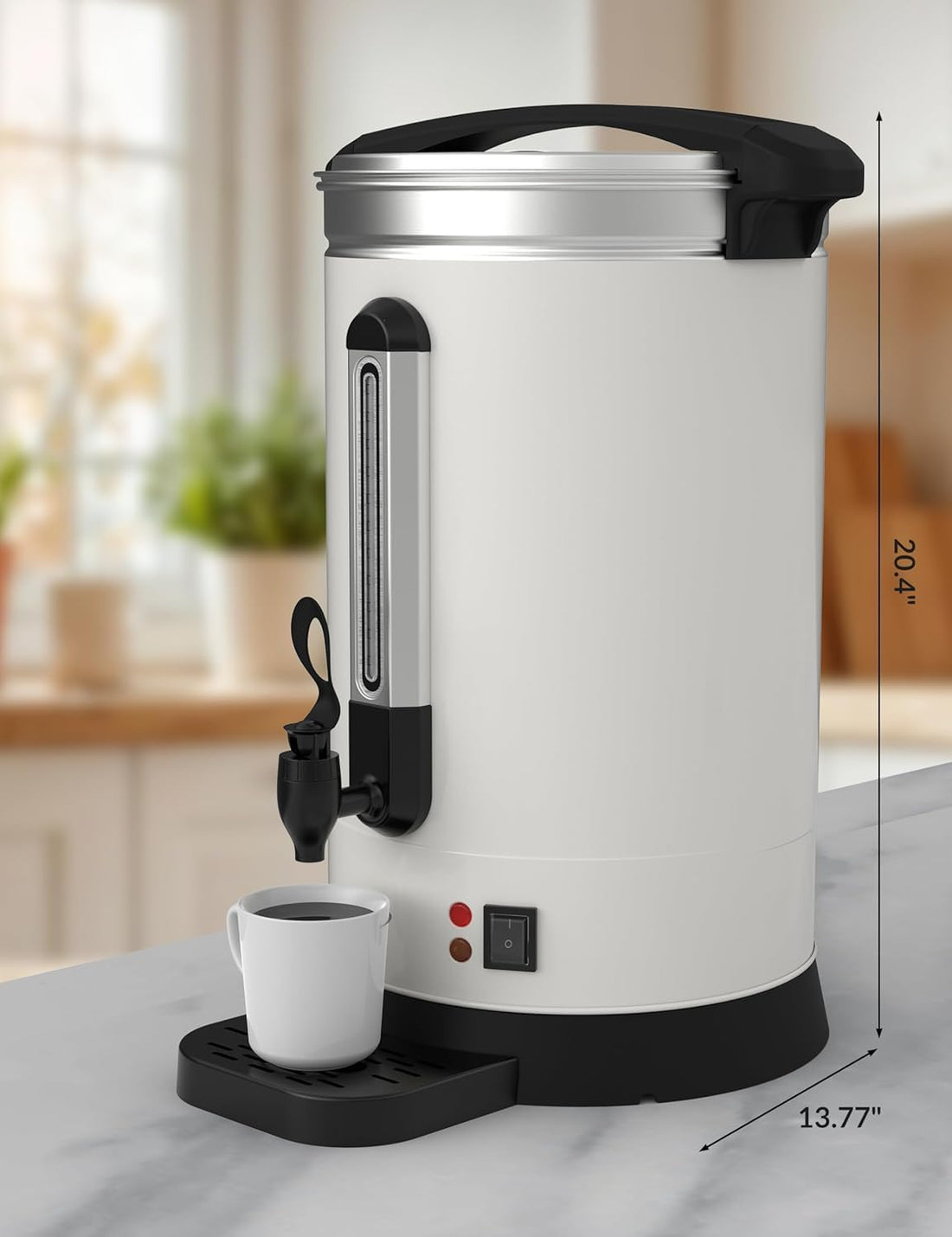 Garvee 100 Cups Coffee Urn,14L/3.8 Gallon Double Wall Commerical Coffee Maker for Buffet Catering Wedding Gathering,Large Capacity Hot Coffee Dispenser,Stainless Steel Hot Water Urn
