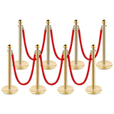 Garvee Stanchion Post with Velvet Rope, VIP Stanchion Queue Pole Barrier Posts, Red Carpet Stanchion Set, Gold 8-Pack - Gold-8pack