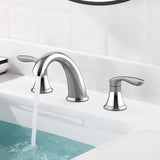 Garvee Bathroom Faucet, 2 Handles 3 Hole Bathroom Sink Faucet, Nickel Widespread Bathroom Faucet with Pop up Drain, Lead-Free Hose Chrome - 