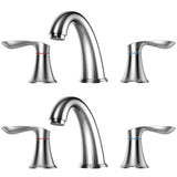 Garvee Bathroom Sink Faucet, Faucet for Bathroom Sink, Widespread Chrome Bathroom Faucet 3 Hole with Stainless Steel Pop Up Drain and cUPC Lead-Free Hose - (Chrome 2 Packs) - Chrome