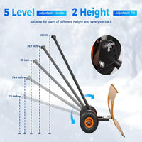 Garvee 29" Snow Pusher Shovel with Wheels - Heavy Duty Steel, 5-Position Adjustable Blade, Ergonomic Handle, Anti-Skid Wheels, Powder-Coated, Orange, for Driveway & Sidewalk