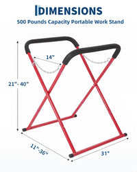 Garvee 36"x31"x41" Portable Workbench - Folding Heavy-Duty Automotive Fender Bumper Stand with Adjustable Padded Support, Powder-Coated Black, 4 Pack