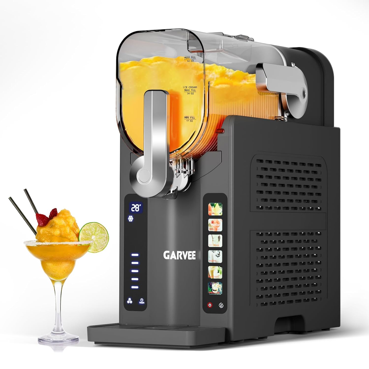 GARVEE Slushie Machine for Home No Ice Needed, Frozen Drink Maker with LED Display & 6 Pre-Set Programs, 70 oz Large Capacity for Frozen Margaritas/Frappés/Ice Cream, Quiet Compressor Slushy Machine