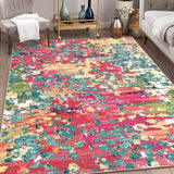 Garvee Abstract Rugs for Living Room 8x10 Large Area Rugs for Office Modern Bedroom Carpet Colorful Rug Washable Area Rugs Non Slip Floor Cover Low Pile Pink Rug - Colorful