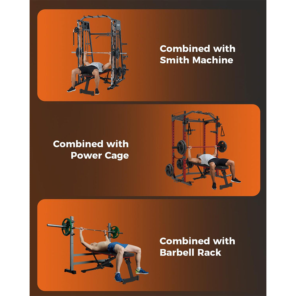 Garvee Foldable Adjustable Weight Bench – 5 Positions, 660LB Capacity, Heavy Duty for Full Body Strength Training, Compact Home Gym – Red/Black