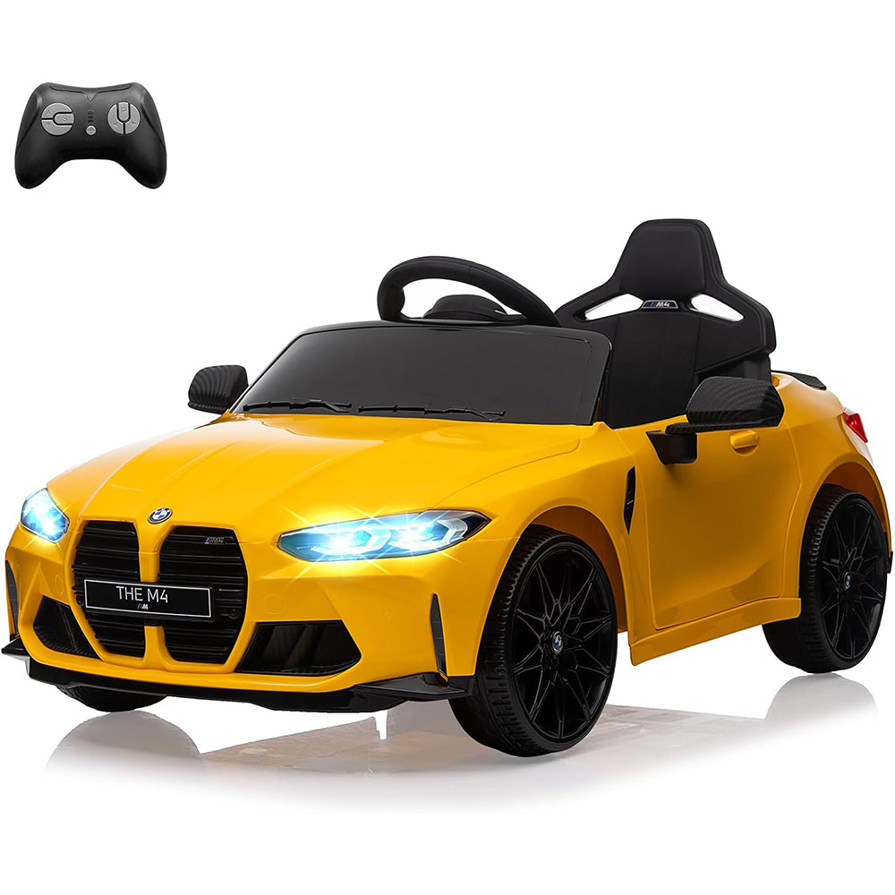 Garvee Ride - P Series: 12V Electric Ride On Car for 37-83 Months, w/RC,Licensed by BMW M4,Power Wheels for Boys Girls, with Suspension System,3 Speeds, Bluetooth, MP3, Double Door, LED Light - Yellow