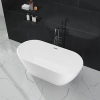 Garvee SZ1 59" Freestanding Bathtub in Streamline Design with Chrome Overflow and Drain, cUPC Certified, White