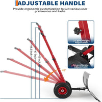 Garvee Wheeled Snow Shovel 29x16.5 Double-Rod Metal 5-Angle Adjustable T-Handle Rubber Wheels for Driveways Sidewalks Doorways