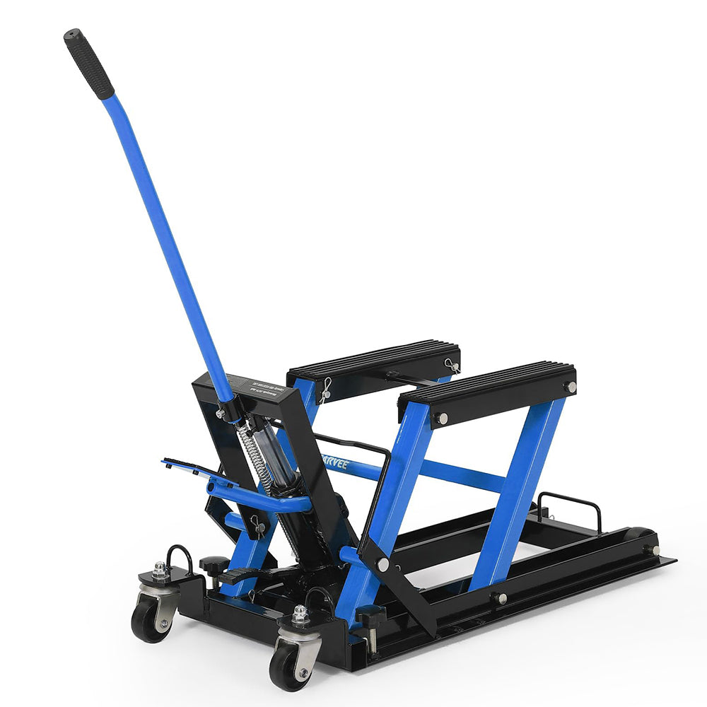 Garvee Hydraulic Motorcycle Lift Jack - 1500 lbs Capacity ATV Scissor Jack with 4.7"-14.57" Height Adjustment, Non-Slip Platform for Motorcycles, ATVs, and UTVs, Black Blue