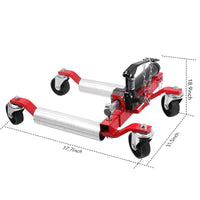 Garvee 4Pcs Car Wheel Dolly Hydraulic Tire Jack 12'' Wheel Vehicle Positioning Jack Red for Auto Repair Garage Towing