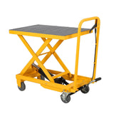 Garvee Hydraulic Lift Table Cart 500lbs Capacity Manual Scissor Lift Non-Slip Pad Material Handling Yellow - Yellow