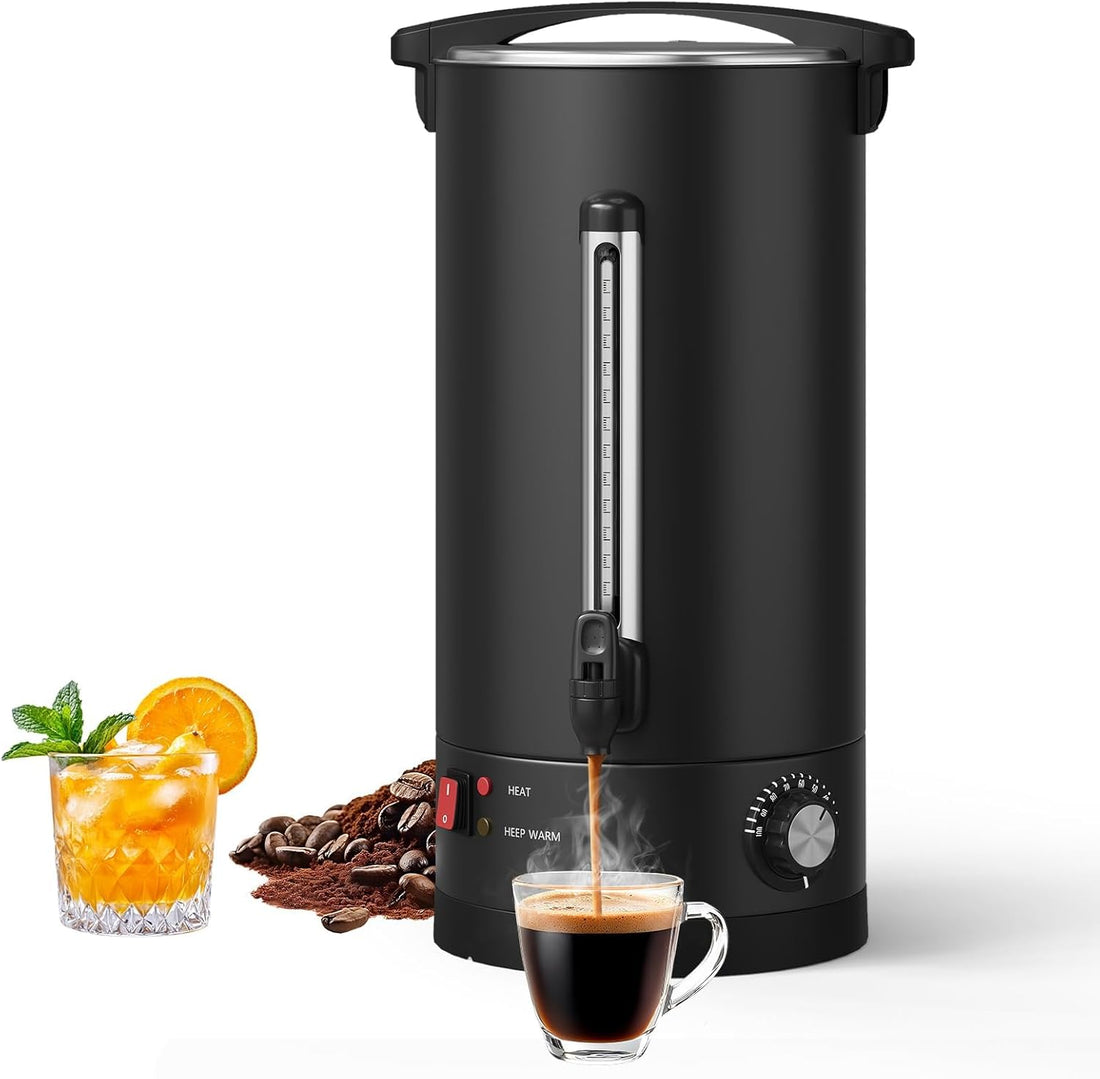 Garvee High Volume Stainless Steel Commercial Coffee Urn – 18L Double Wall Electric Hot Beverage Dispenser, Fast Heating & Easy Clean – For Catering, Buffet, Wedding, Party, Office – Specification: 18L