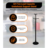 Garvee 3/4 Ton Underhoist Support Stand - 1655 lbs Capacity Jack Stand with 52" to 76" Lifting Range and 12" Diameter Base for Vehicle Lifting and Support, Black