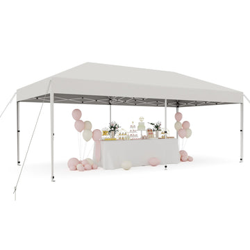 10'x20' white pop-up canopy, heavy-duty steel frame, waterproof, perfect for outdoor parties. 