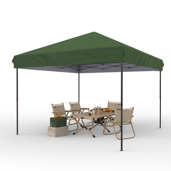 10x10FT green pop-up canopy with waterproof UV-resistant fabric, perfect for outdoor events.